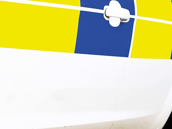 Side of UK police car door